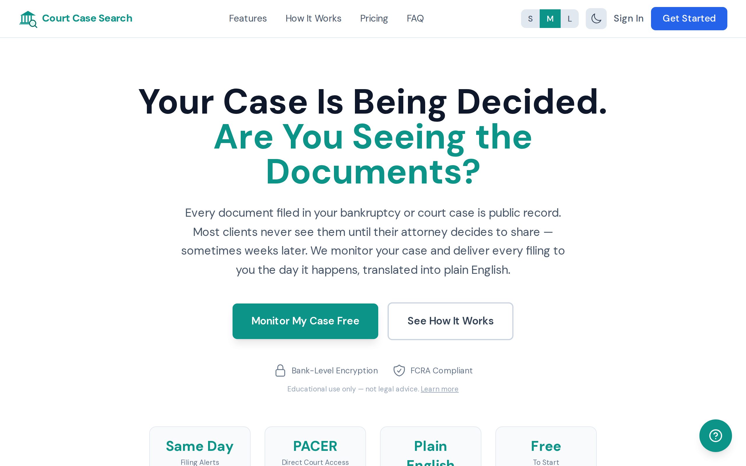 courtcase-search.com — legal AI case monitoring platform built by the team